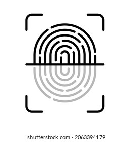 icono de huella digital. Icono de vector de identificador táctil diseño de huellas digitales aislado. Icono de escáner. Ilustración vectorial.