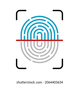 icono de huella digital. Icono de vector de identificador táctil diseño de huellas digitales aislado. Icono de escáner. Ilustración vectorial.