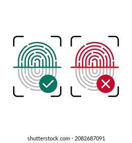 icono de huella digital. Icono de vector de identificador táctil diseño de huellas digitales aislado. Icono de escáner. Ilustración vectorial.