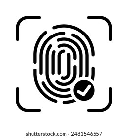 icono de huella digital. Icono de Vector Touch ID diseño de huella dactilar aislado. Color del icono del escáner editable