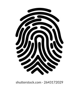 Fingerprint icon, universal symbol for identity, security and authentication. Biometric vector graphic for technology themes, access control and privacy designs. Unique human fingerprint pattern