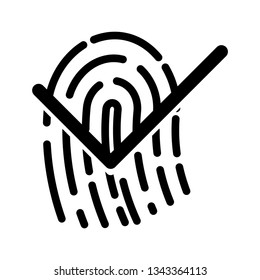 fingerprint icon vector and checklist icon.  Identification scannings of a fingerprint