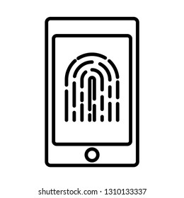 fingerprint icon vector.  Identification scannings of a fingerprint in the mobile phone