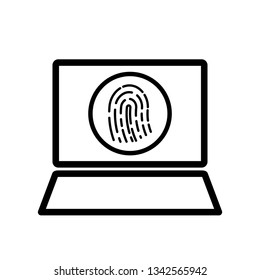 fingerprint icon vector.  Identification scannings of a fingerprint in the laptop