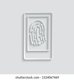 fingerprint icon vector.  Identification scannings of a fingerprint in the mobile phone