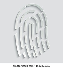 Fingerprint icon vector  illustration isolated on white background   paper icon  with shadow 