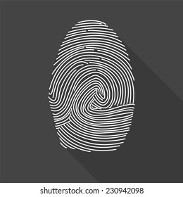 fingerprint icon - vector illustration with long shadow isolated on gray 