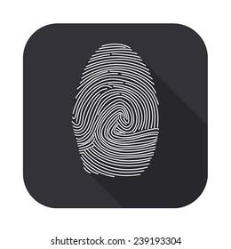 fingerprint icon - vector illustration with long shadow isolated on gray