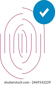 Icono de huella dactilar Ilustración vectorial, icono de verificación, ícono verificado, prueba, ilustración, pulso