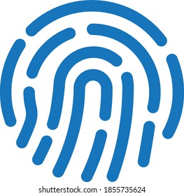 aislamiento de vectores de icono de huella dactilar. vector de icono de crimen (versión azul) 