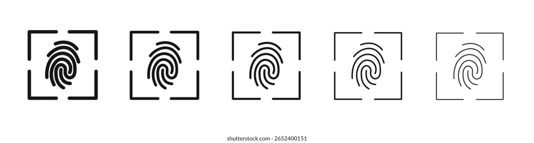 Fingerprint icon vector outline set illustration sign
