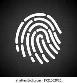 Fingerprint Icon. White on Black Background. Vector Illustration.