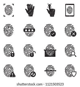 Fingerprint Icons. Black Scribble Design. Vector Illustration.
