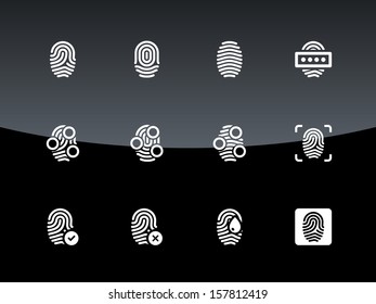 Fingerprint icons on black background. Vector illustration.