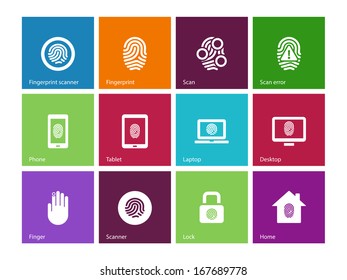 Fingerprint icons on color background. Vector illustration.