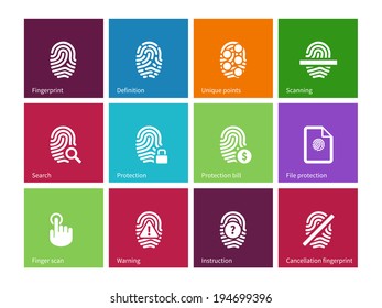 Fingerprint icons on color background. Vector illustration.