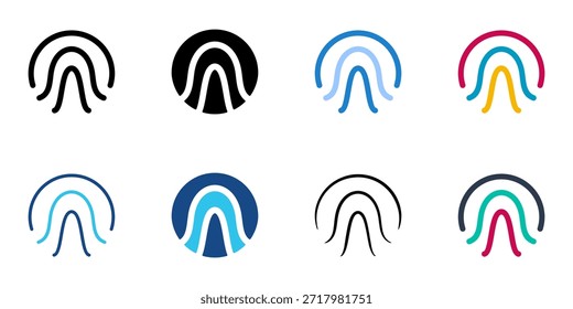 Los iconos de huellas dactilares establecen una colección de estilo múltiple. Trazo editable 
