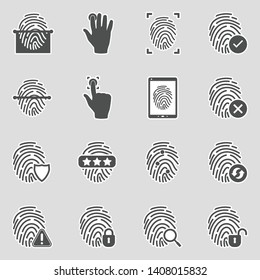 Fingerprint Icons. Sticker Design. Vector Illustration.