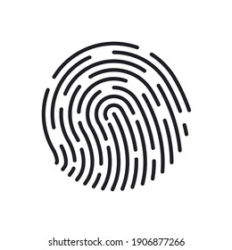 Fingerprint icons. Thumb finger logo. Unique touch id. Personal id identity. Biometric password human. Press finger, scan for safety. Individual fingertip is verification in police. Vector.