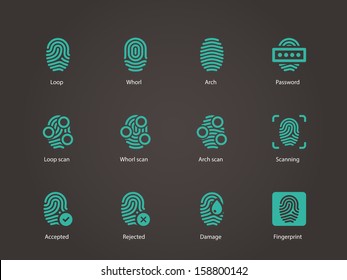 Fingerprint icons. Vector illustration.