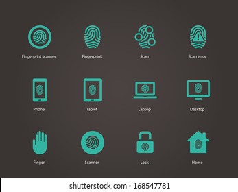 Fingerprint icons. Vector illustration.