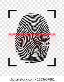 Fingerprint. ID app icon. Identification Symbol. Scan Icon