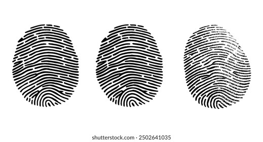 Fingerprint identification. Biometric human fingerprints, unique thumb lines imprint.