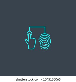 fingerprint identification concept blue line icon. Simple thin element on dark background. fingerprint identification concept outline symbol design. Can be used for web and mobile UI/UX