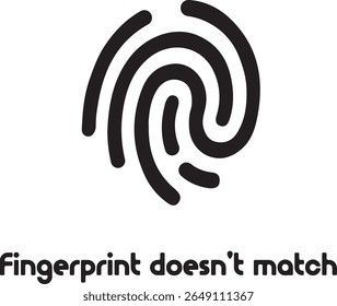 Erro de identificação de impressão digital: uma representação gráfica simples de uma impressão digital é acompanhada por um texto que transmite um alerta de segurança e uma mensagem de aviso sobre uma possível violação de acesso.