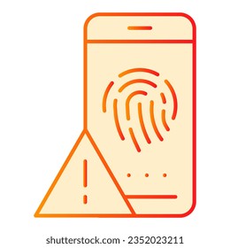 Fingerabdruck-Identifizierungszeichen-Symbol Autorisierung orangefarbener Symbole im trendigen, flachen Stil. Farbverlauf-Design für Datensensoren, entwickelt für Web und App. EPS10