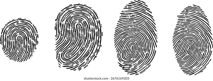 Identificação da Impressão Digital Quatro Amostras de Impressão Digital Exclusivas