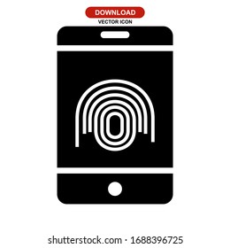 Icono de identificación de huellas digitales o logotipo símbolo de signo aislado ilustración vectorial: iconos vectoriales de estilo negro de alta calidad
