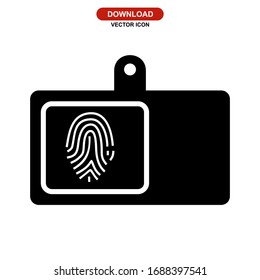 Icono de identificación de huellas digitales o logotipo símbolo de signo aislado ilustración vectorial: iconos vectoriales de estilo negro de alta calidad
