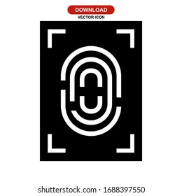 Fingerabdruck-Identifizierungssymbol oder Logo, einzelne Zeichen-Symbol-Vektorillustration-Illustration - hochwertige Vektorsymbole mit schwarzem Hintergrund
