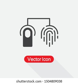 Fingerprint Identification Icon Vector Illustration On Light Gray Background Eps10