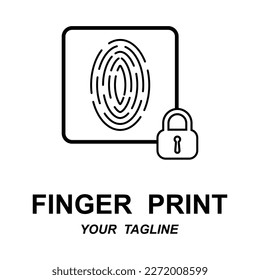 fingerprint identification logo with slogan template