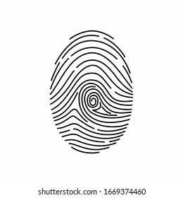 Fingerprint identification and scanning icon on a white background. Vector illustration