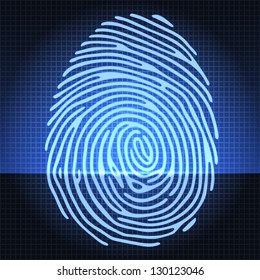 Fingerprint identification scanning system. Finger print icon. Vector illustration