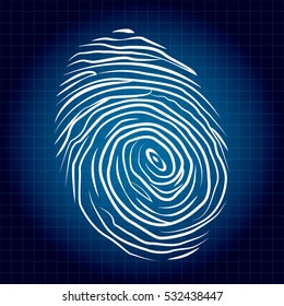 Fingerprint identification scanning system. Finger print icon. Vector illustration