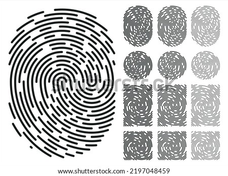 Fingerprint identification symbol icon set in flat style. Security authentication. Vector illustration isolated on white