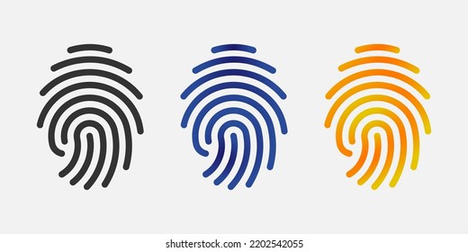 Fingerprint Identification Symbol Set. Touch ID Icon Vector Illustration