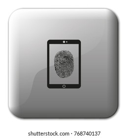 Fingerprint identification system flat vector icon. Smartphone security.