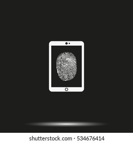 Fingerprint identification system icon. Smartphone security.