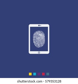 Fingerprint identification system icon. Smartphone security.