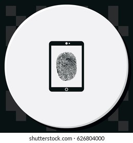 Fingerprint identification system icon. Smartphone security.