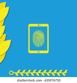 Fingerprint identification system icon. Smartphone security.