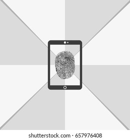 Fingerprint identification system icon. Smartphone security.