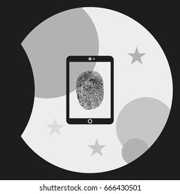 Fingerprint identification system icon. Smartphone security.