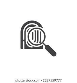 Icono del vector de identificación de huellas digitales. signo plano relleno para concepto móvil y diseño web. Icono de huellas digitales y de aumento. Símbolo, ilustración del logotipo. Gráficos vectoriales