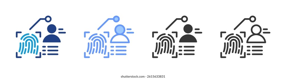 Fingerprint Identity icon set multiple style collection